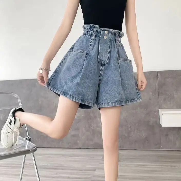 PlusSize FrayedEdge Denim Shorts for Women Lightweight Breathable Summer Style ALine WideLeg Loose Fit HighWaisted Sim 260707
