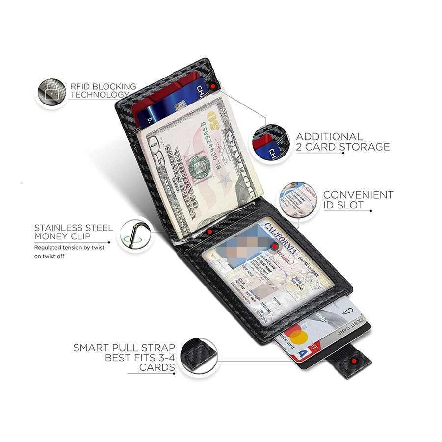 RFID Mens - Slim Wallet Blocking Front Pocket Bifold Holder - Slim - Mens Wallet with Money Clip H260707