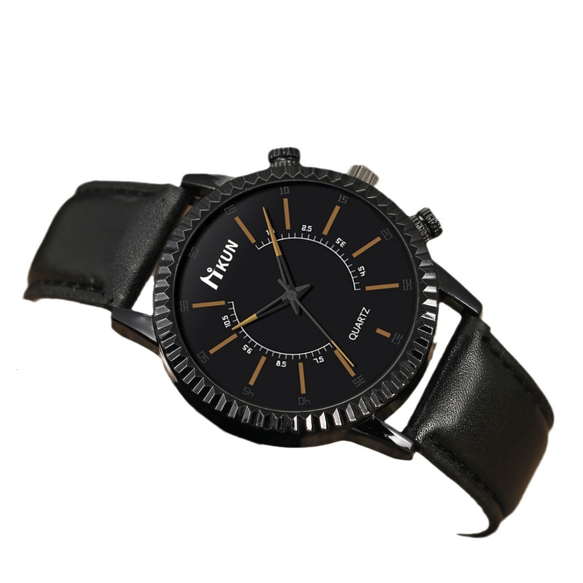Men Wrist Watch Cross-Border New Product: quartz Sporty Casual Korean-Style Student Creative Gear Dial Leather Strap Quartz And Beaded Bracelet Set Sm