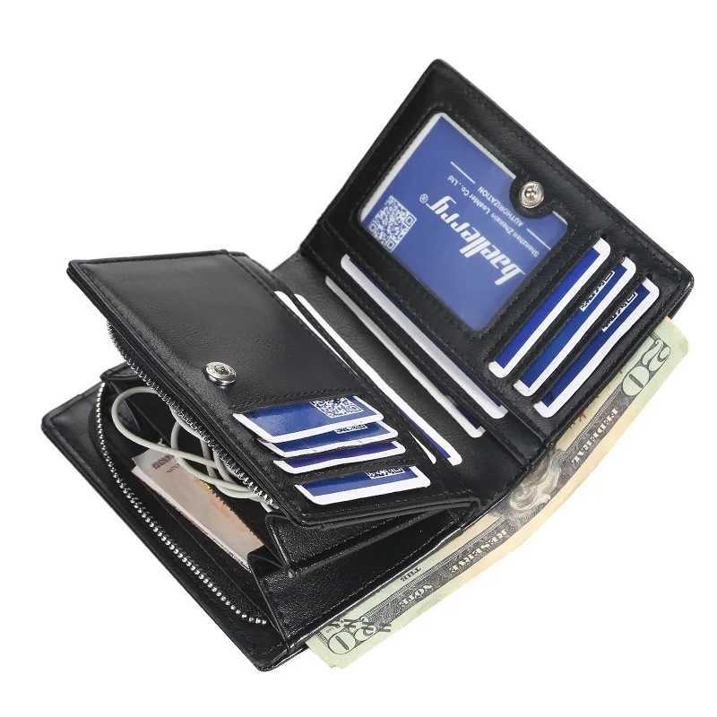short Men PU Leather Wallet With Zipper Coin Pocket Vintage Big Capacity Male Short Money Purse Card Holder New H260707