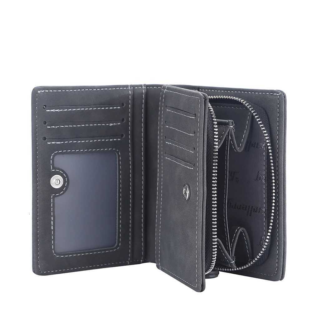 short Men PU Leather Wallet With Zipper Coin Pocket Vintage Big Capacity Male Short Money Purse Card Holder New H260707