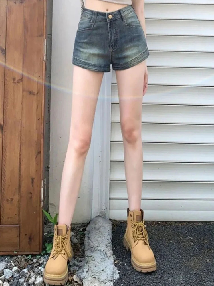 Summer Women Korean Retro Sexy Thin Denim Shorts Jeans Lady Mini Pants Girls Tight Elastic High Street Ultra Short 260707