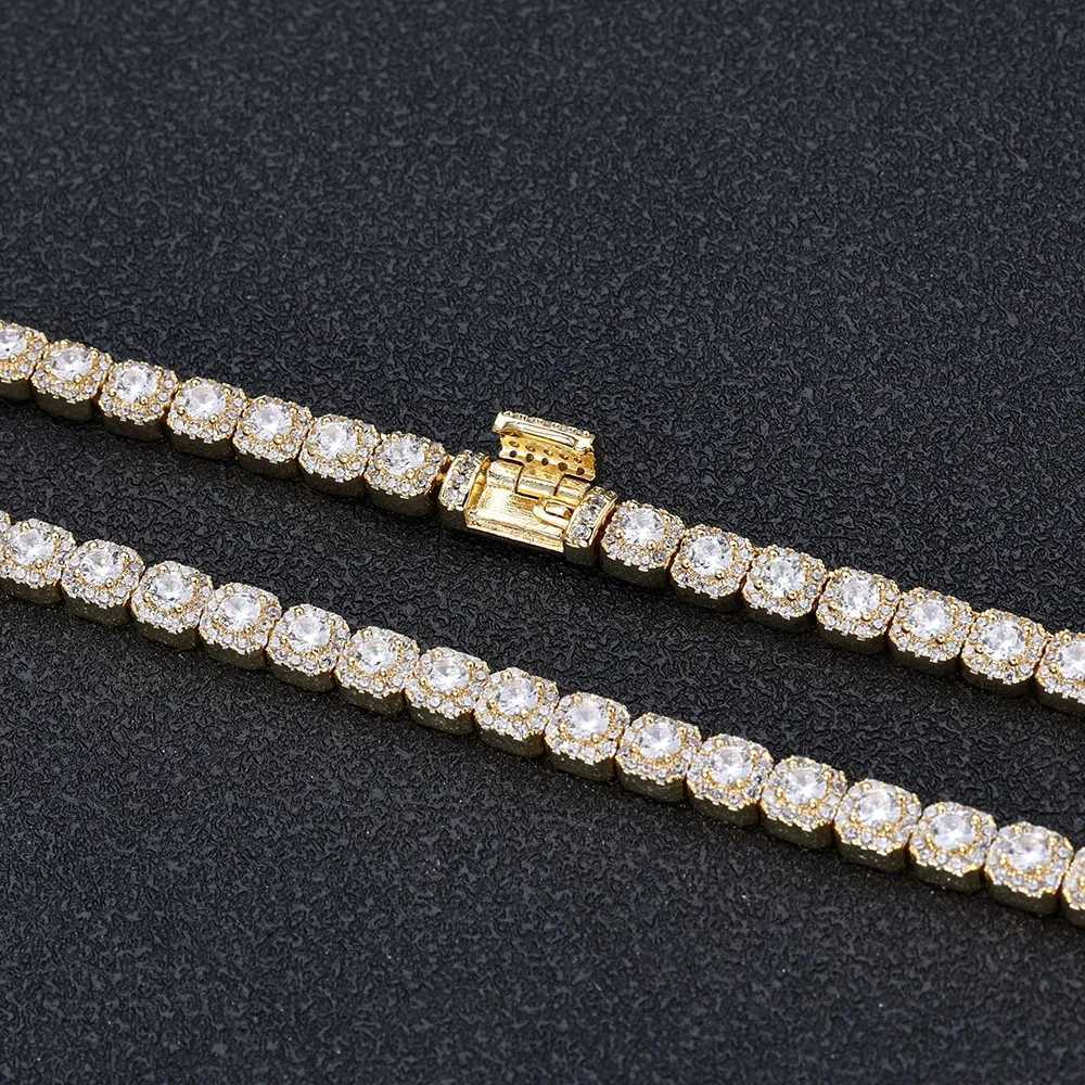 5mm Tennis Chain Bracelet Bling Zircon Cluster Diamond 18k Gold Plated Bracelet for Women Men Hip Hop Jewelry H260707