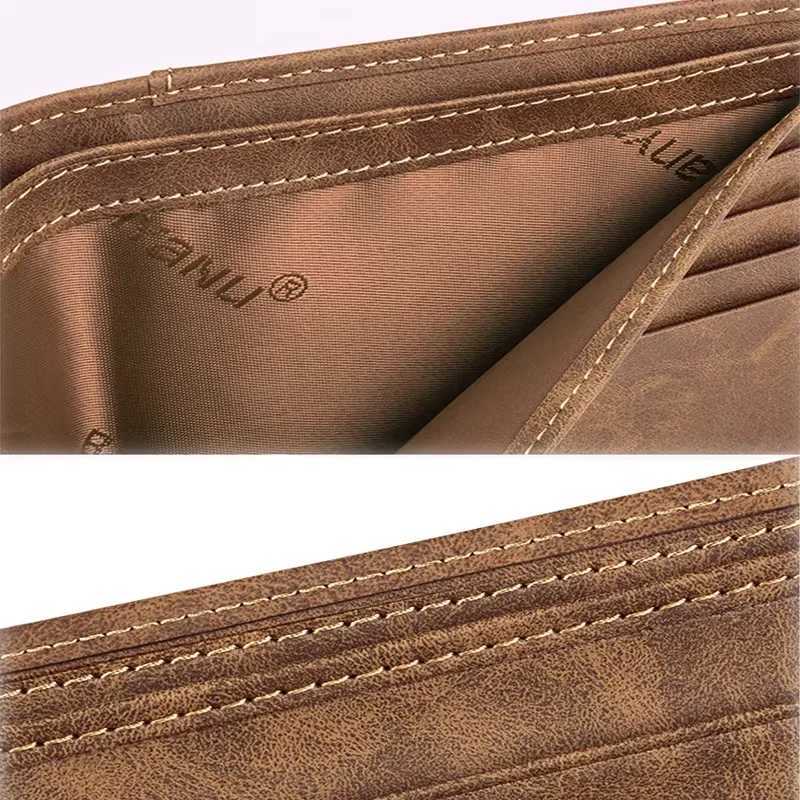 Wallet BANYANU Mens 2026 New Mens Genuine Leather RFID Anti-Theft Brush Top Layer Cowhide Short Wallet Bag H260707