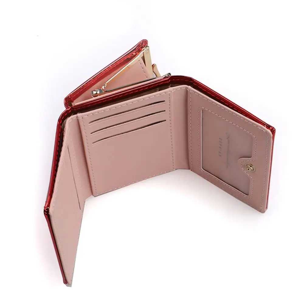 Laser Portable Multi-card Short Slot Wallet Hasp Multifunctional Triple Fold Wallet Small Colorful Pu Laser Coin Purse Lady H260707