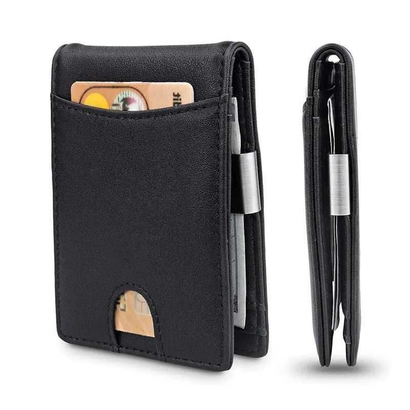 Wallet Wallet Mens RFID Protection Simple Ultra-thin PU Small Money Clip H260707