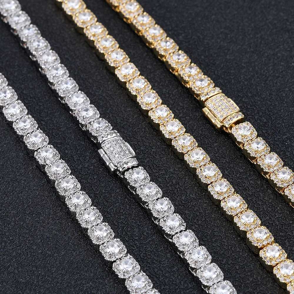 5mm Tennis Chain Bracelet Bling Zircon Cluster Diamond 18k Gold Plated Bracelet for Women Men Hip Hop Jewelry H260707