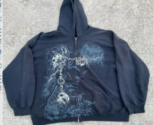 Hoodie Sweatshirt Y2K Hip Hop Retro Crown Embroidery Oversized Hoodie Men Women Harajuku Goth Pullover Hoodie Clothes 240106