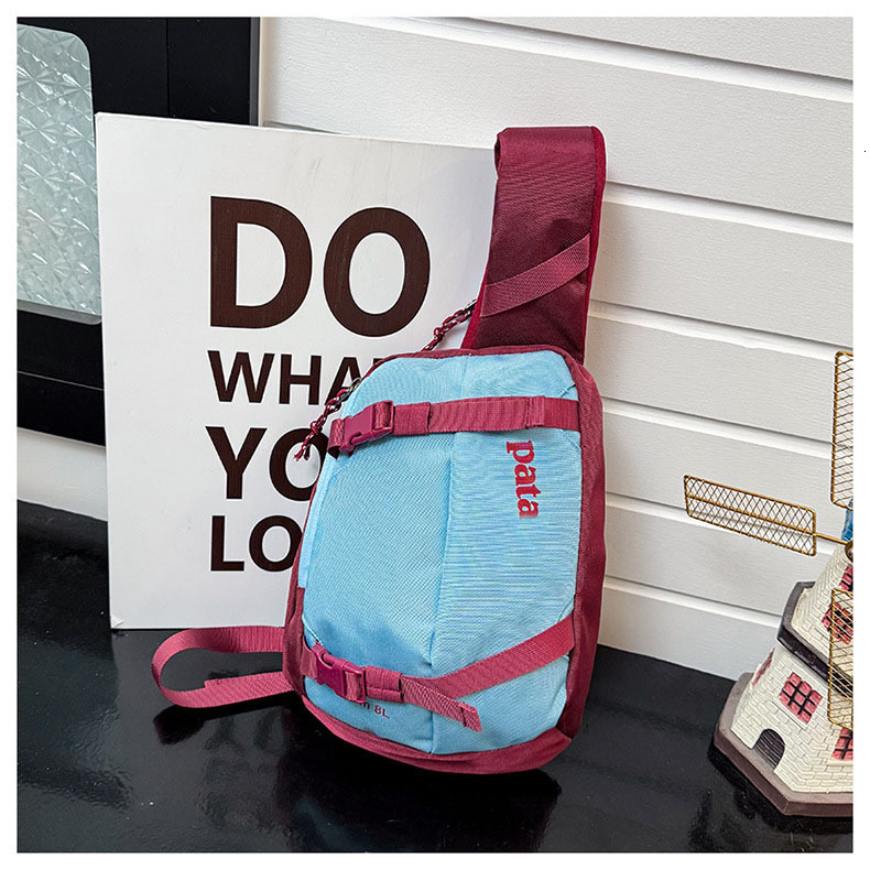 Black Waterproof Single Shoulder Crossbody Travel Bag New 8L Outdoor Nylon Oxford Cloth Lightweight Unisex Fitness Hiking Chest Color-Block Cycling Ba