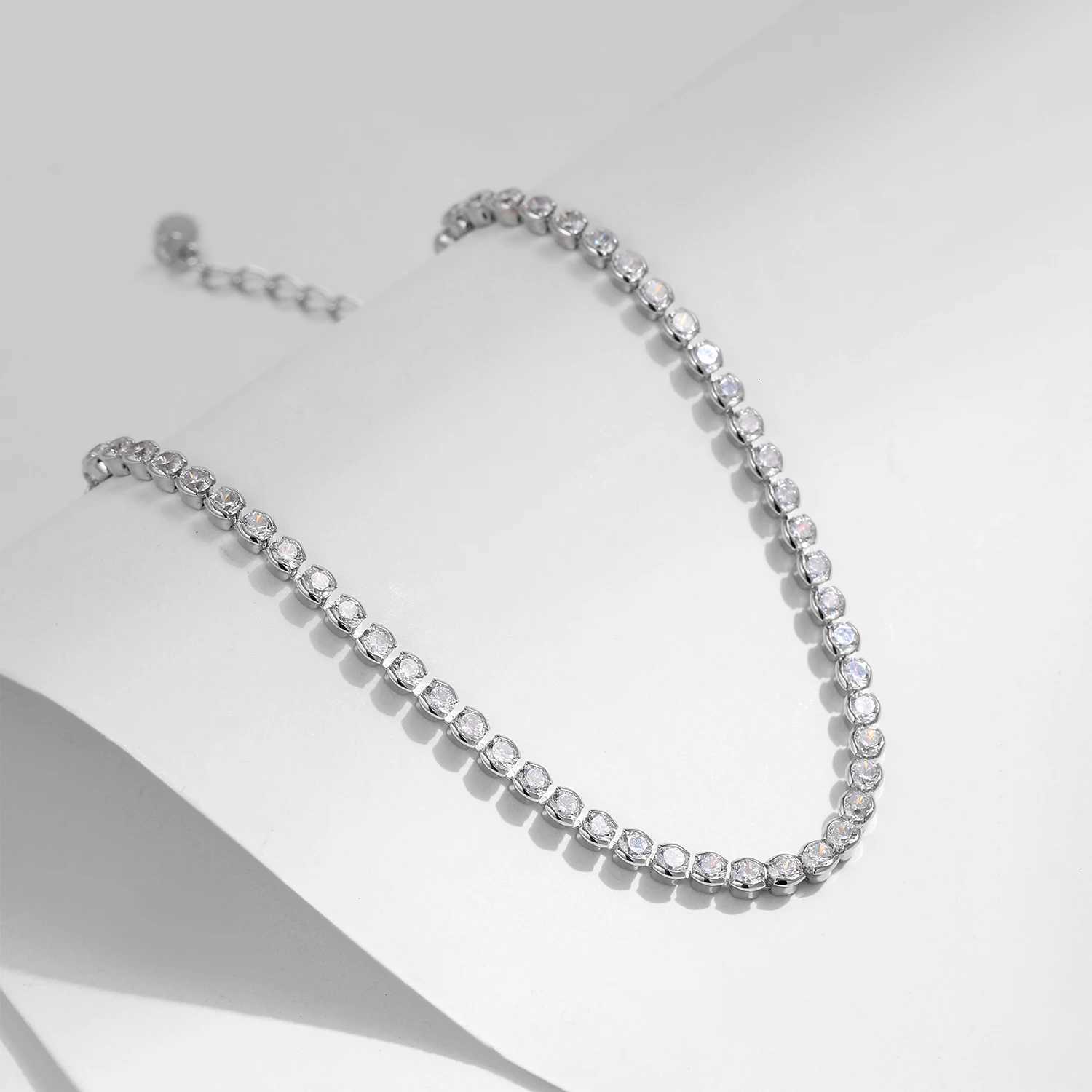 MODIAN 925 Sterling Silver Sparkling CZ Tennis Bracelet Round Zirconia Platinum Plated Bracelet For Women Fine Jewelry Gift H260707
