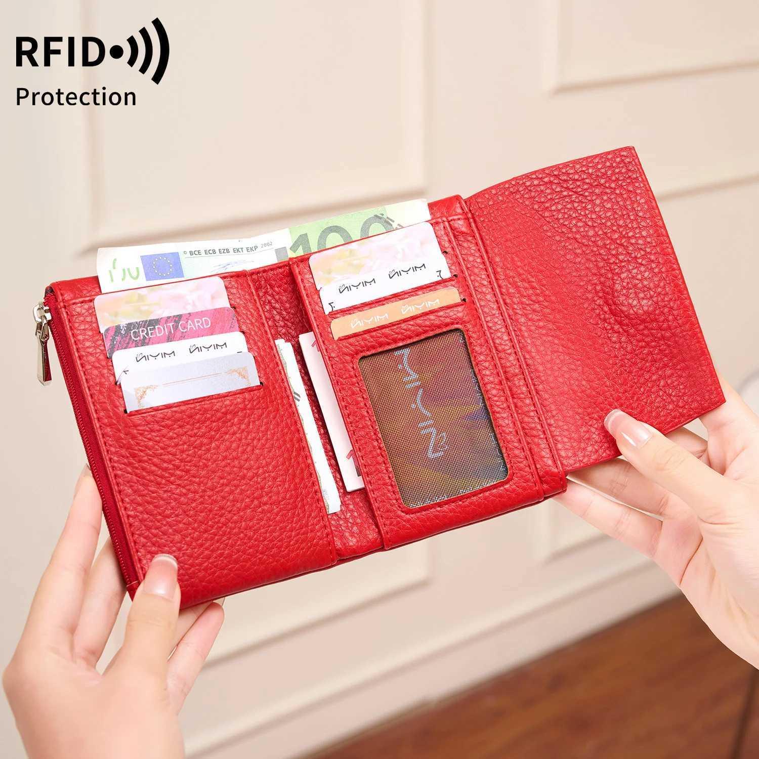 Tri-fold Womens Wallet Multi-card RFID Slot Card Holder Fashionably Simple Large Capacity Clutch bag with Zipper Coin Pocket H260707