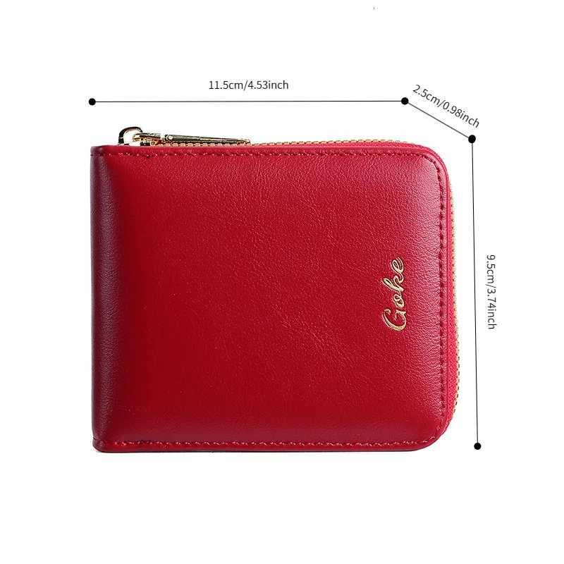 PU Red BUYLEMO Wine Leather Zipper Wallet Womens Large Capacity Multi-Card Slot Card Holder H260707