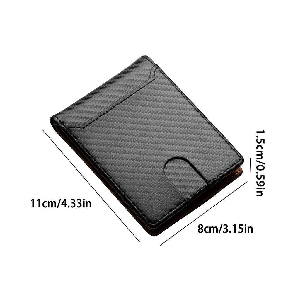Men Short Wallets Business New Carbon Fiber Short Card Slot High Quality Simple Slim Card Bag Male Purses Photo Holder H260707