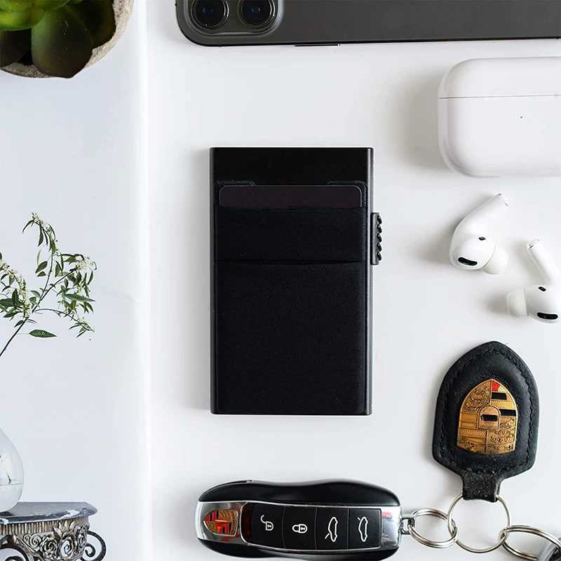 Coin with Card Pocket Case Holder Slim Wallet for 5-7 Cards Card Holder with RFID Wallet Mini Aluminum Smart Wallet H260707