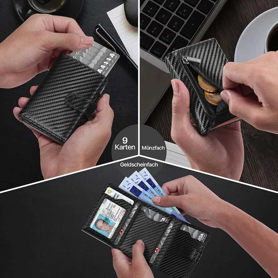 Coin Pop Up Wallet with Compartment RFID Protection Holder Wallet for Men H260707