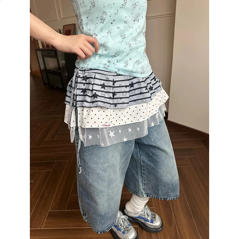 YIBASHU Women Blue Denim Shorts Y2k Jeans Short Pants Harajuku Aesthetic Vintage Embroidery Cowboy 2000s Trashy Clothes 260707