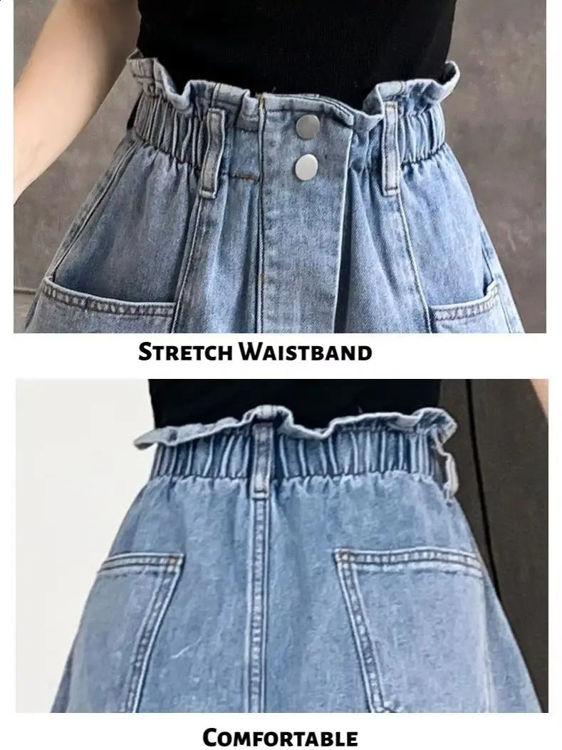 PlusSize FrayedEdge Denim Shorts for Women Lightweight Breathable Summer Style ALine WideLeg Loose Fit HighWaisted Sim 260707