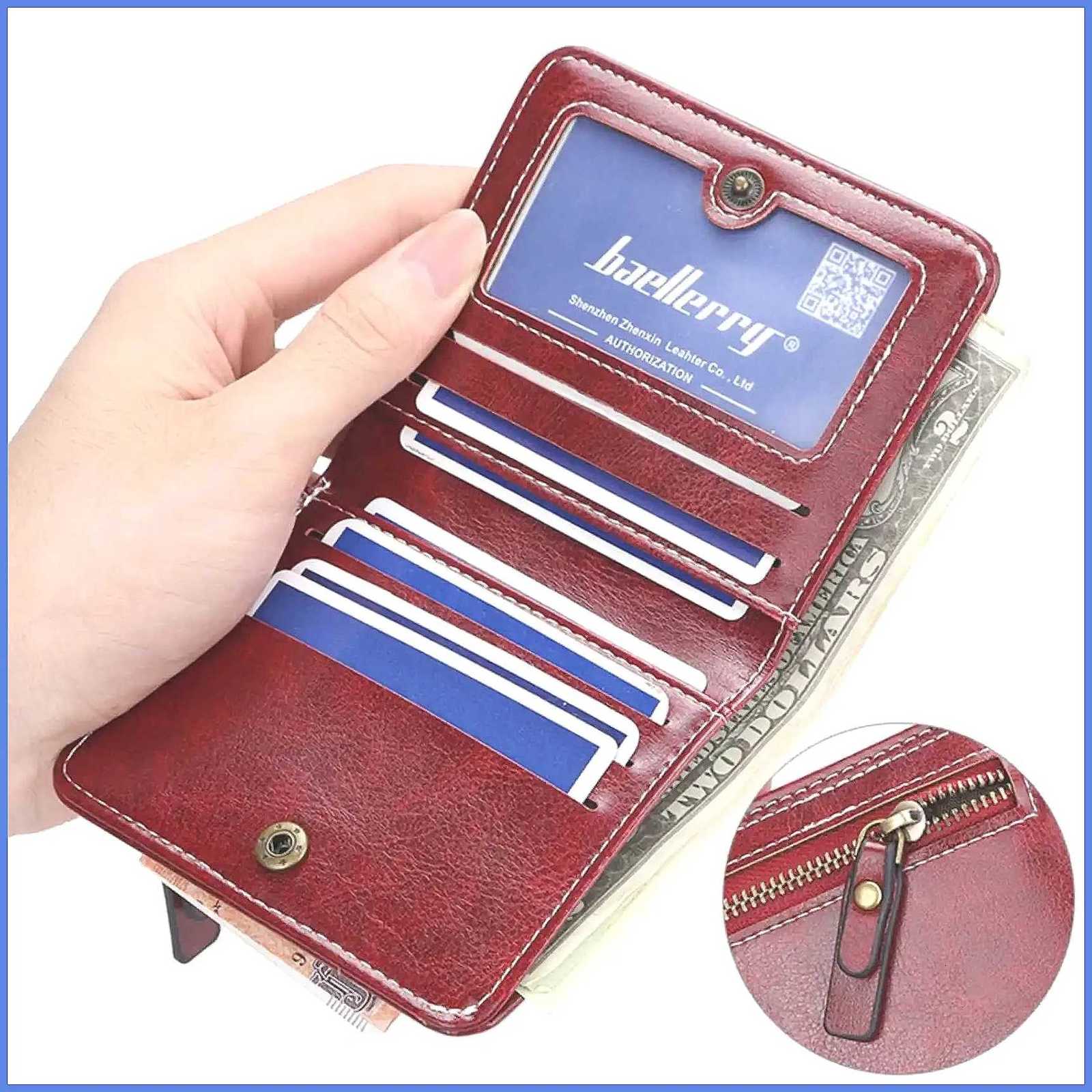 Short Oil Wax PU Womens Wallet Multi-Card Coin Purse with Zipper All-in-One Bag H260707