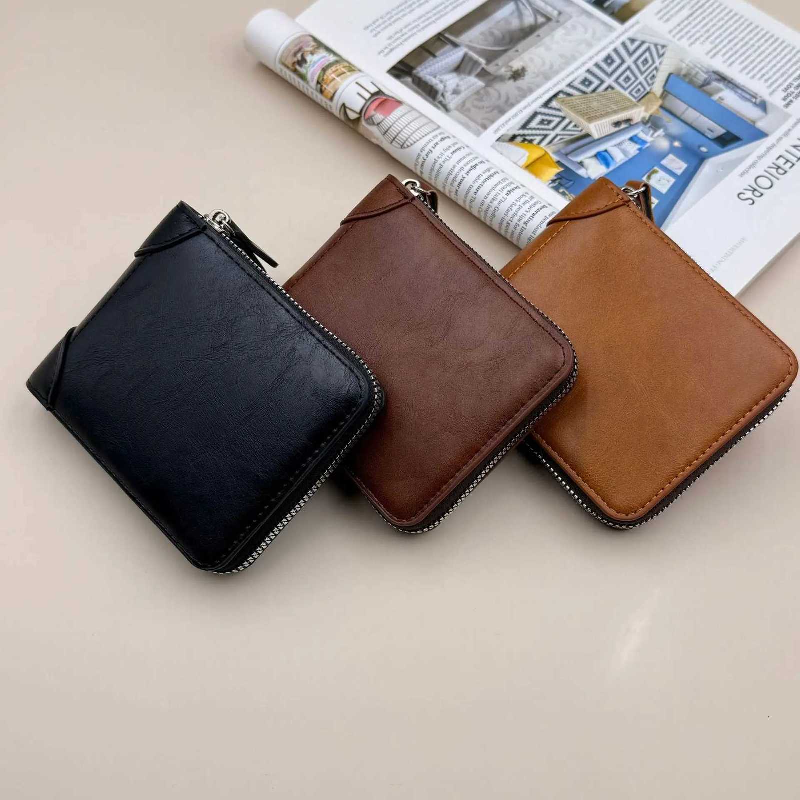 Leather Zipper Wallet Large Mens Capacity Multi-card Holder Wallets Coin Cash Purse with ID Window H260707