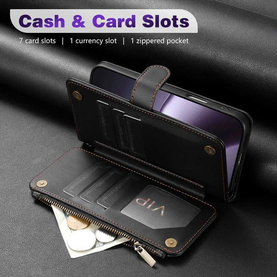 Kickstand Wallet Zipper Multi-card Slot Magnetic Flip Leather Case For iPhone 17 Pro Max 17e Air 16e 15 Plus 14 13 12 11 XR 8 7 H260707