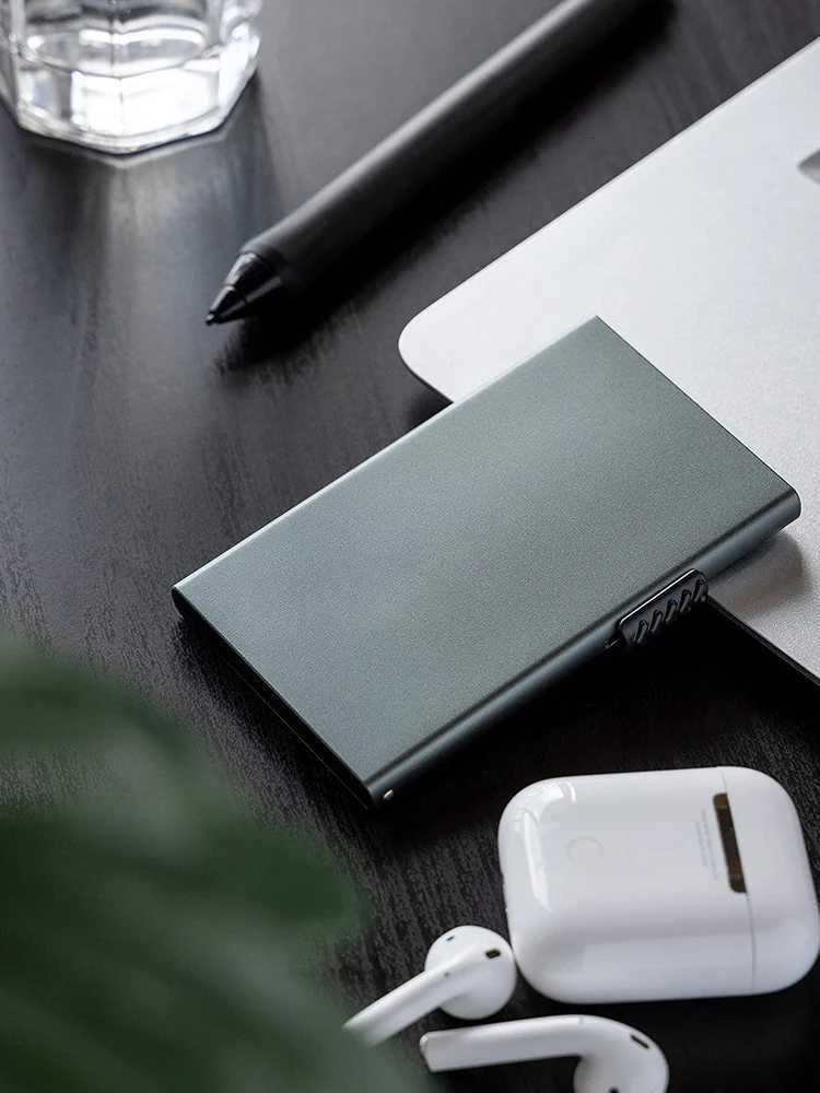 Slim Wallet Minimalist Card Holder Metal RFID Blocking Card Protector Pop Up Wallets for Men H260707