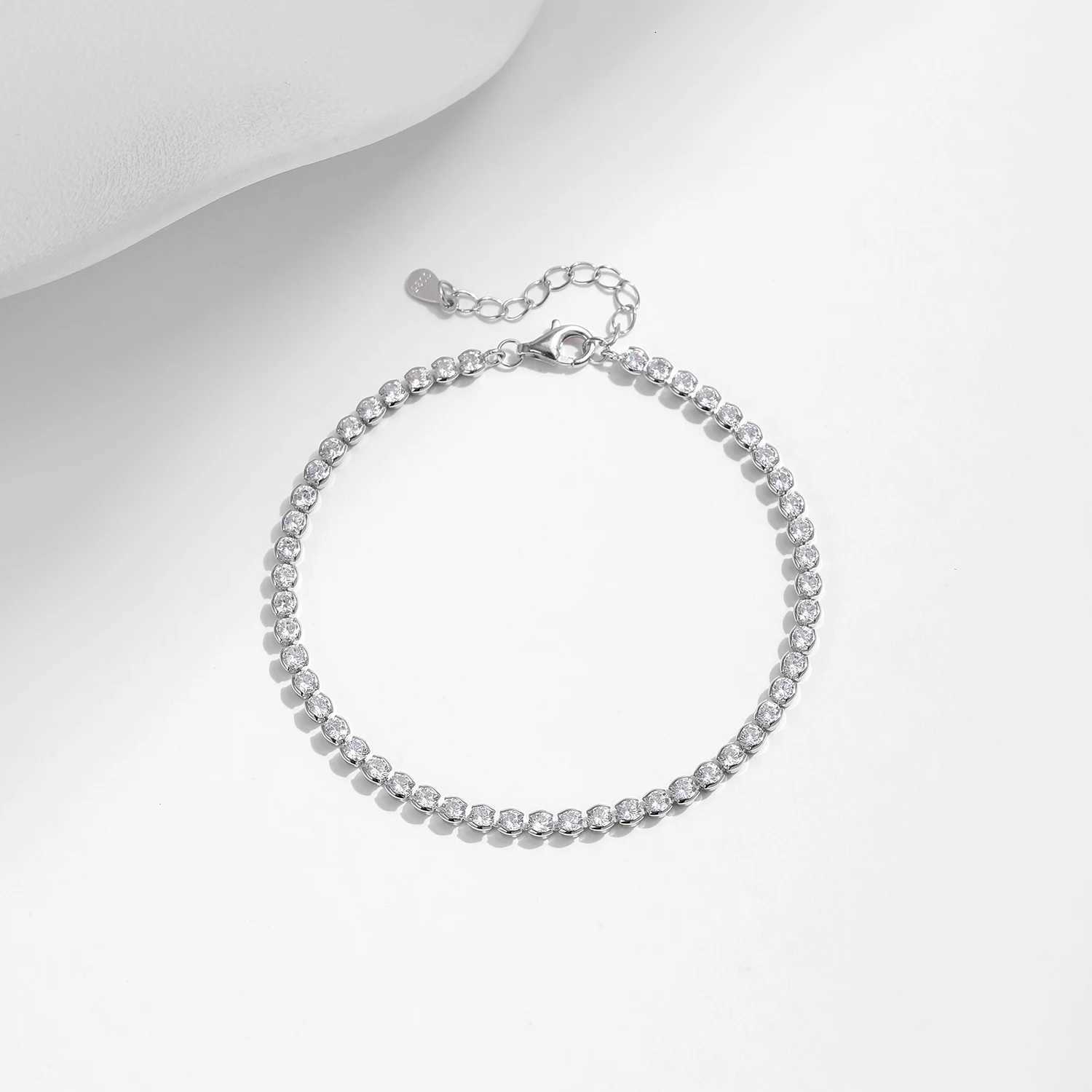 MODIAN 925 Sterling Silver Sparkling CZ Tennis Bracelet Round Zirconia Platinum Plated Bracelet For Women Fine Jewelry Gift H260707
