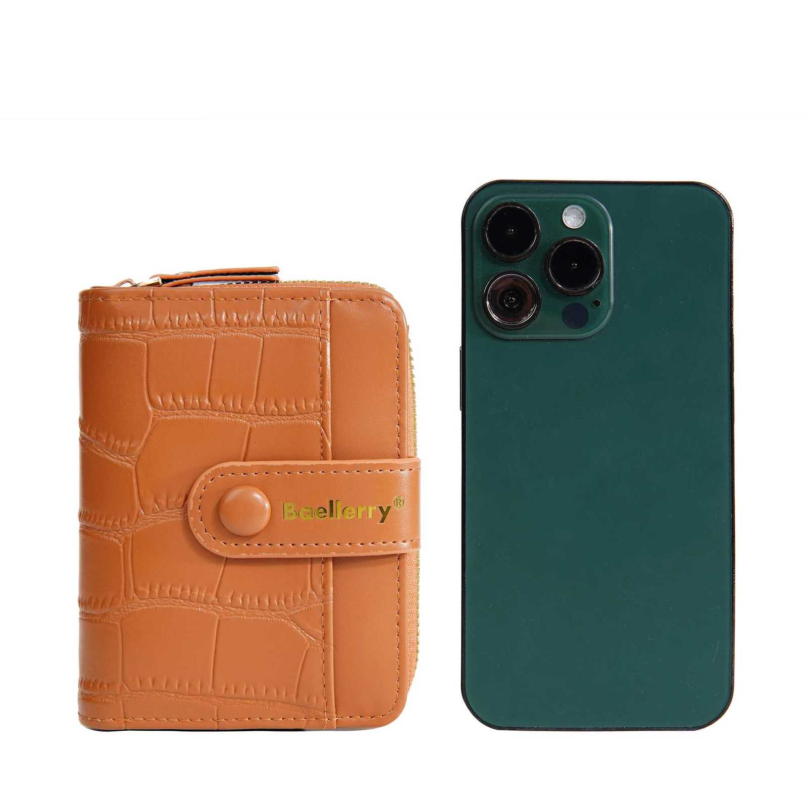 Snap Crocodile Pattern 1Pcs-Baellerry Womens Button Zipper Short Wallet 7-Card Slot Short Wallet with Transparent Window and Zippered Coin Pocket H260