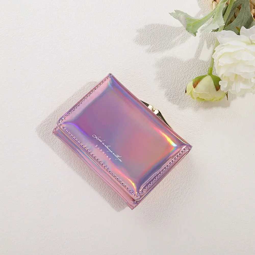 Laser Portable Multi-card Short Slot Wallet Hasp Multifunctional Triple Fold Wallet Small Colorful Pu Laser Coin Purse Lady H260707