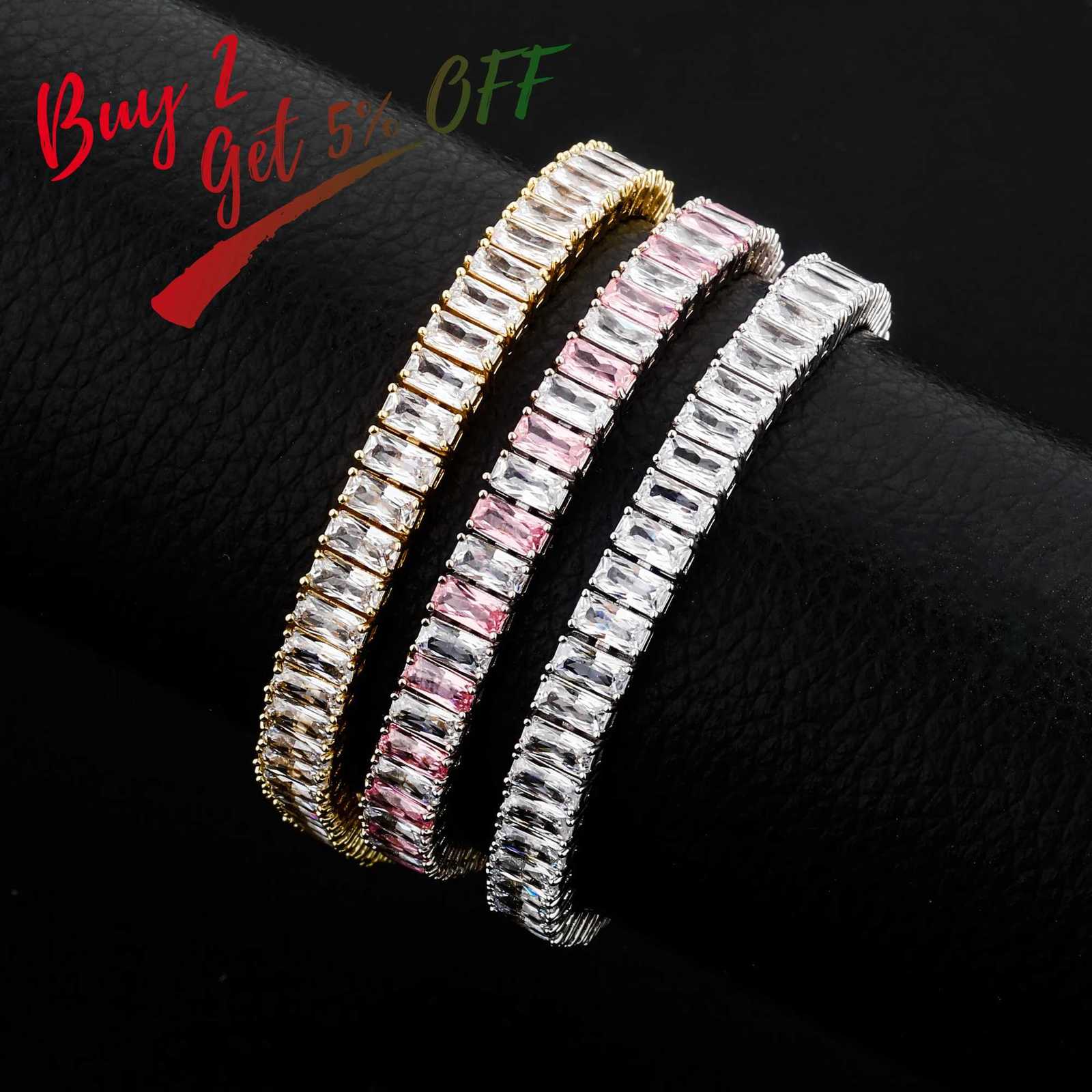 TOPGRILLZ 2020 New Baguette 8mm Tennis Chain Bracelet Out Cubic Zirconia Hip Hop High Quality Fashion Charm Jewelry Gift H260707