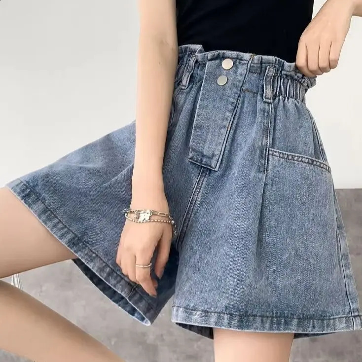 PlusSize FrayedEdge Denim Shorts for Women Lightweight Breathable Summer Style ALine WideLeg Loose Fit HighWaisted Sim 260707