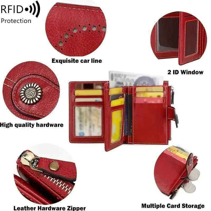 Wallet RFID Womens Anti-Theft Brush Multi-Card Slot Zipper FAshion Holder Vintage Multifunctional ShortWallet H260707