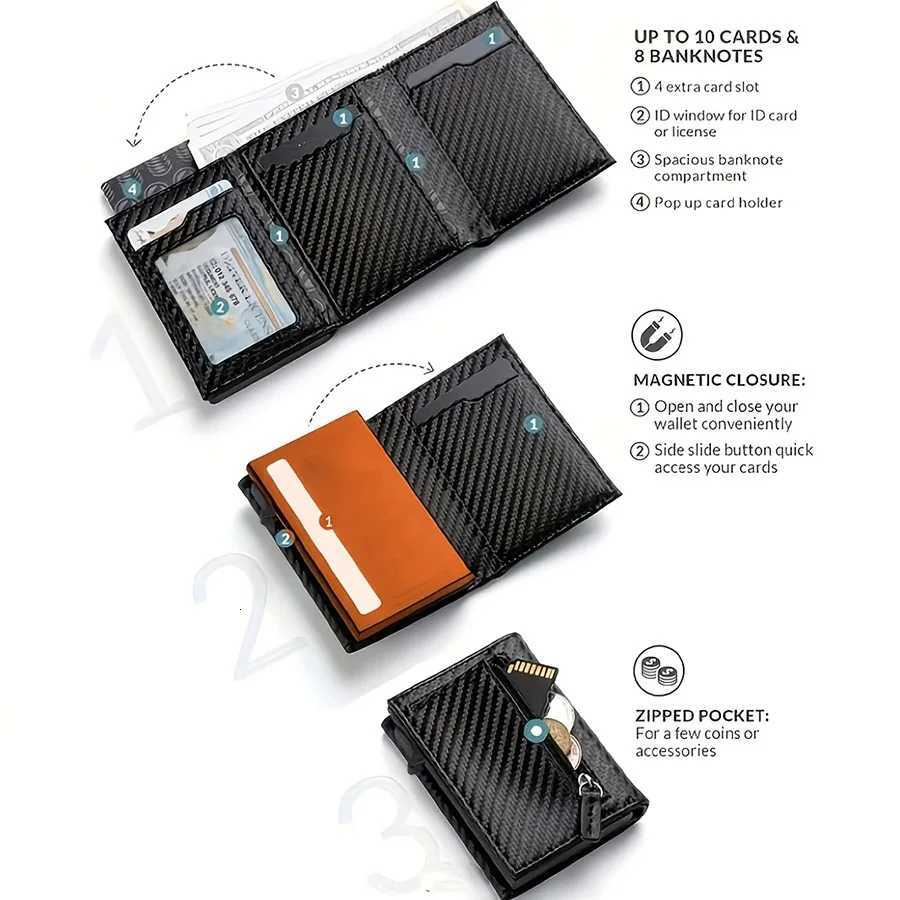 RFID Up Wallet Automatic Pop Blocking Multicolor Slim Aluminum Metal Ejector Minimalist Holder Case for Men H260707