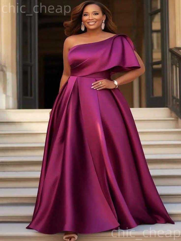 2026 Plus Size Fuchsia A-line Mother Of Bride Dresses One Shoulder Satin Simple Evening Party Mama's Dress 50's Birthday Wedding Guest Groom - view 3