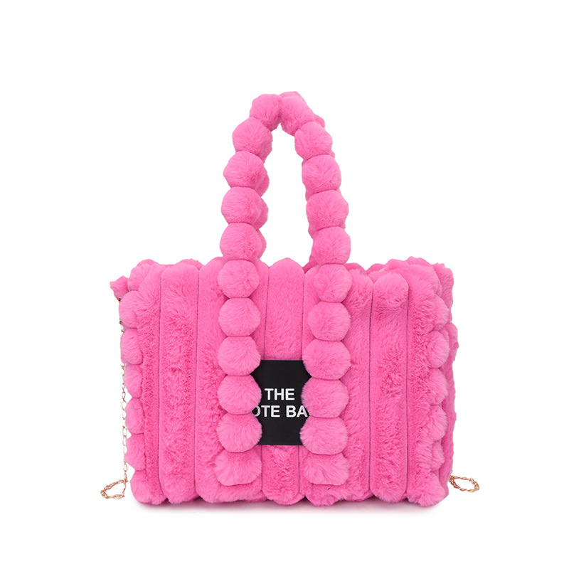 Luxury Designer Light Luxury 2026 Winter Hot Letter Large Capacity Designer Handbag Plush Trendy Pink Balck Tote Bag For Women - view 9