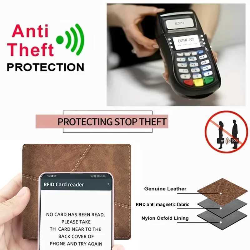 Wallet BANYANU Mens 2026 New Mens Genuine Leather RFID Anti-Theft Brush Top Layer Cowhide Short Wallet Bag H260707