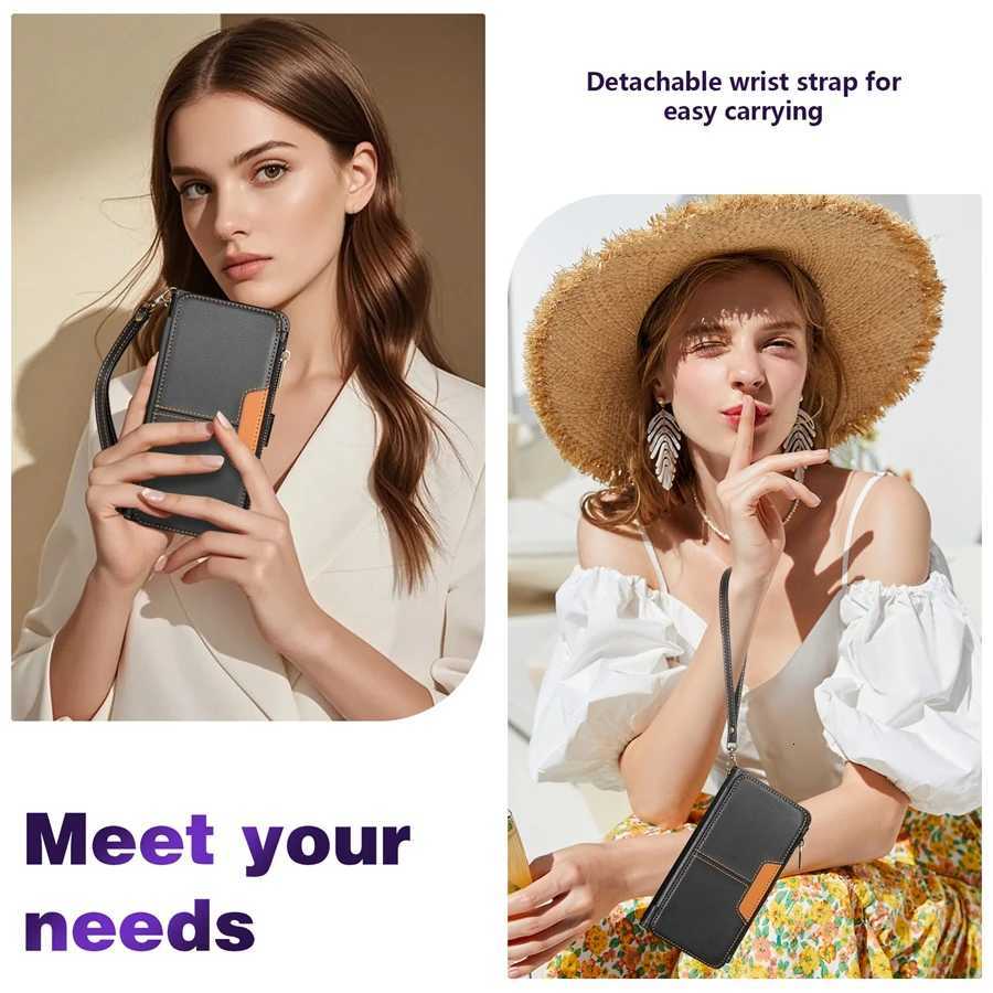 Kickstand Wallet Zipper Multi-card Slot Magnetic Flip Leather Case For iPhone 17 Pro Max 17e Air 16e 15 Plus 14 13 12 11 XR 8 7 H260707