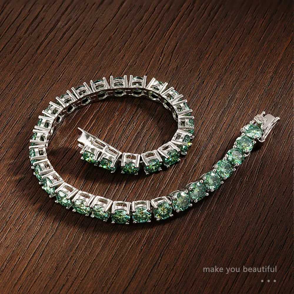 KNOBSPIN D VVS Green Moissanite Tennis Bracelets for Women Men Lab Diamond with GRA Wedding Jewelry 925 Sliver Bracelet H260707