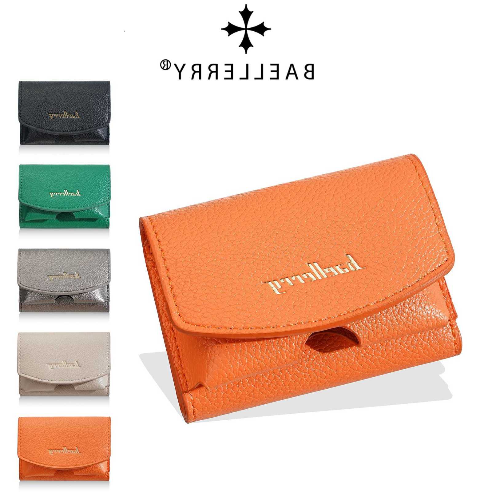 70 Mini 1Pcs-Baellerry off Womens Wallet in Pebbled Pu Leather Minimalist Snap-Fastener Multi-Compartment Small Coin Purse for Women H260707