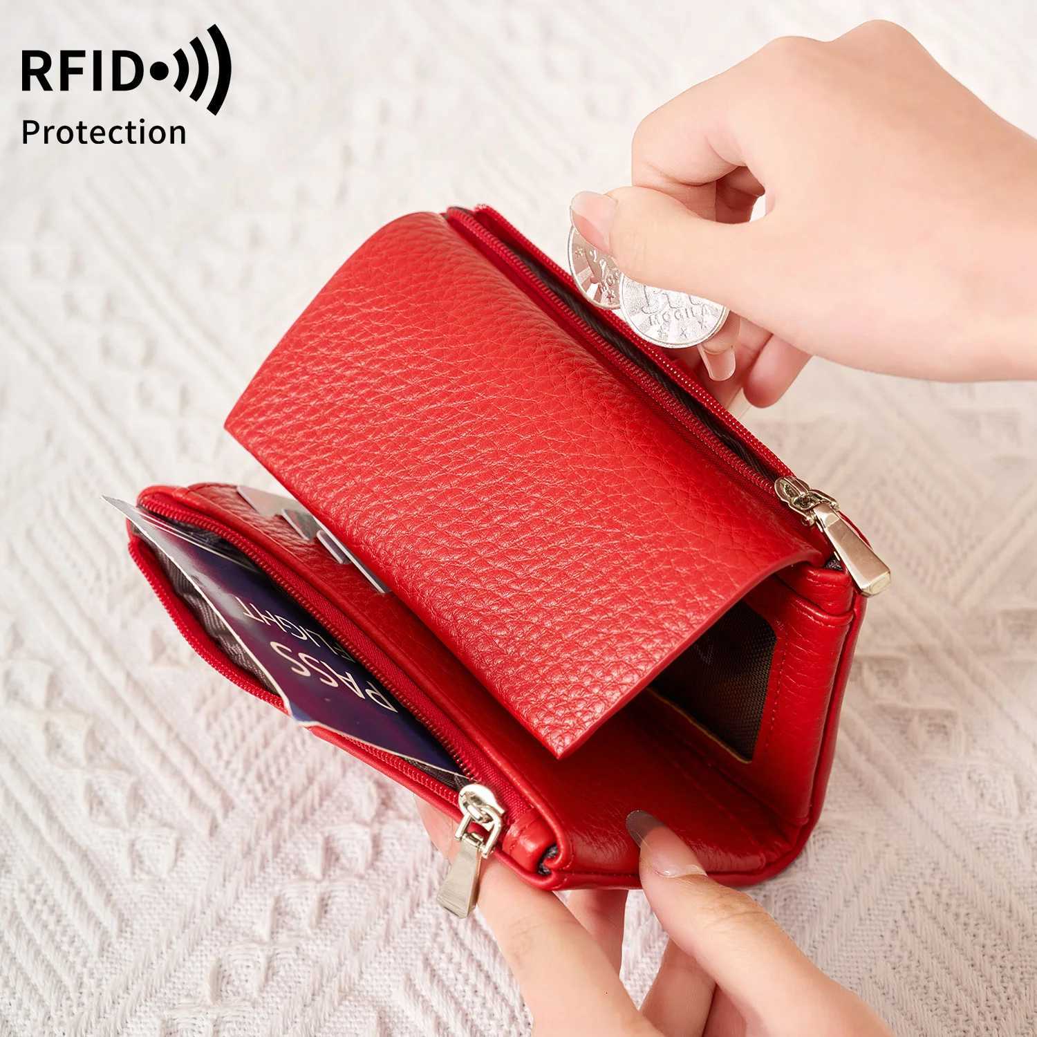Tri-fold Womens Wallet Multi-card RFID Slot Card Holder Fashionably Simple Large Capacity Clutch bag with Zipper Coin Pocket H260707