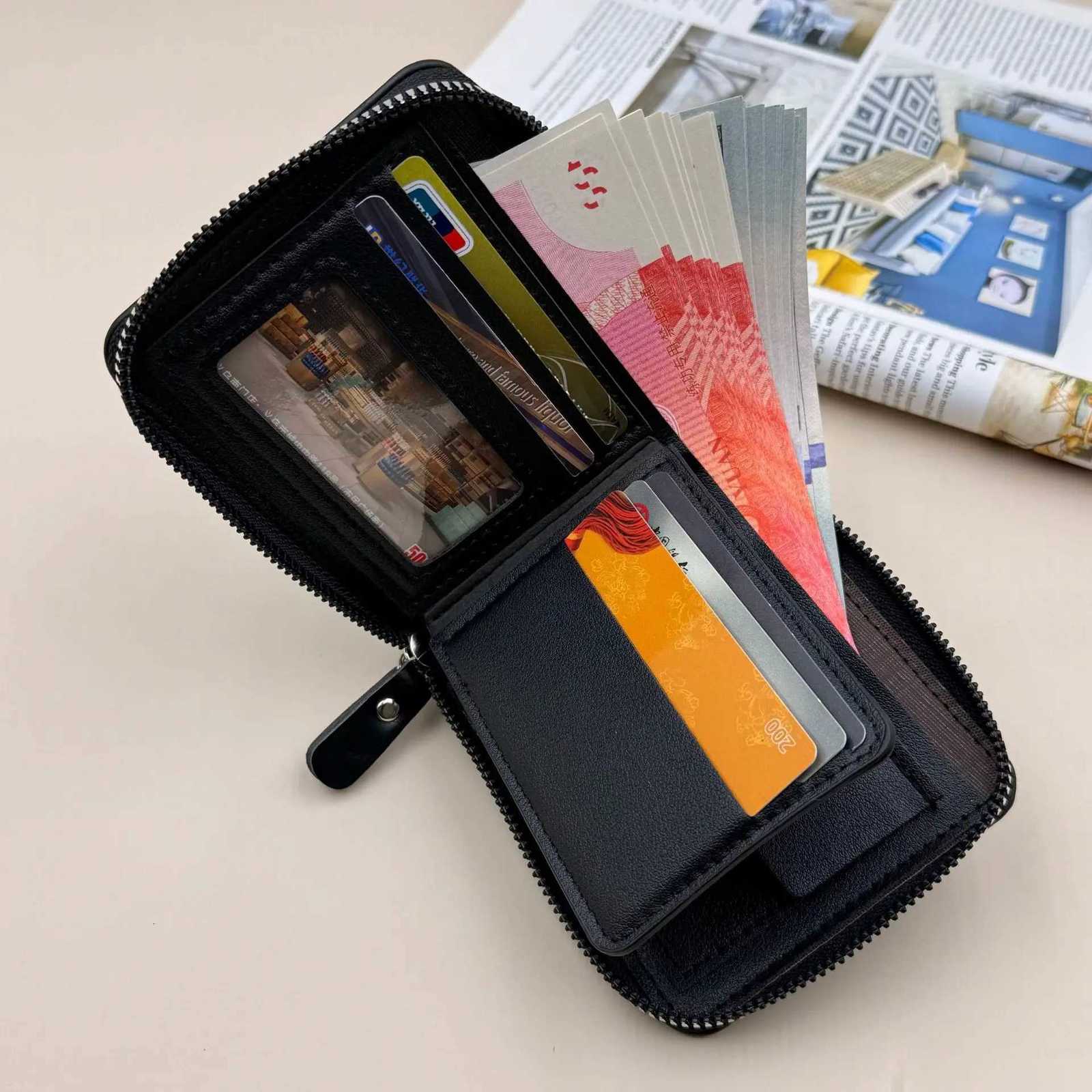 Leather Zipper Wallet Large Mens Capacity Multi-card Holder Wallets Coin Cash Purse with ID Window H260707