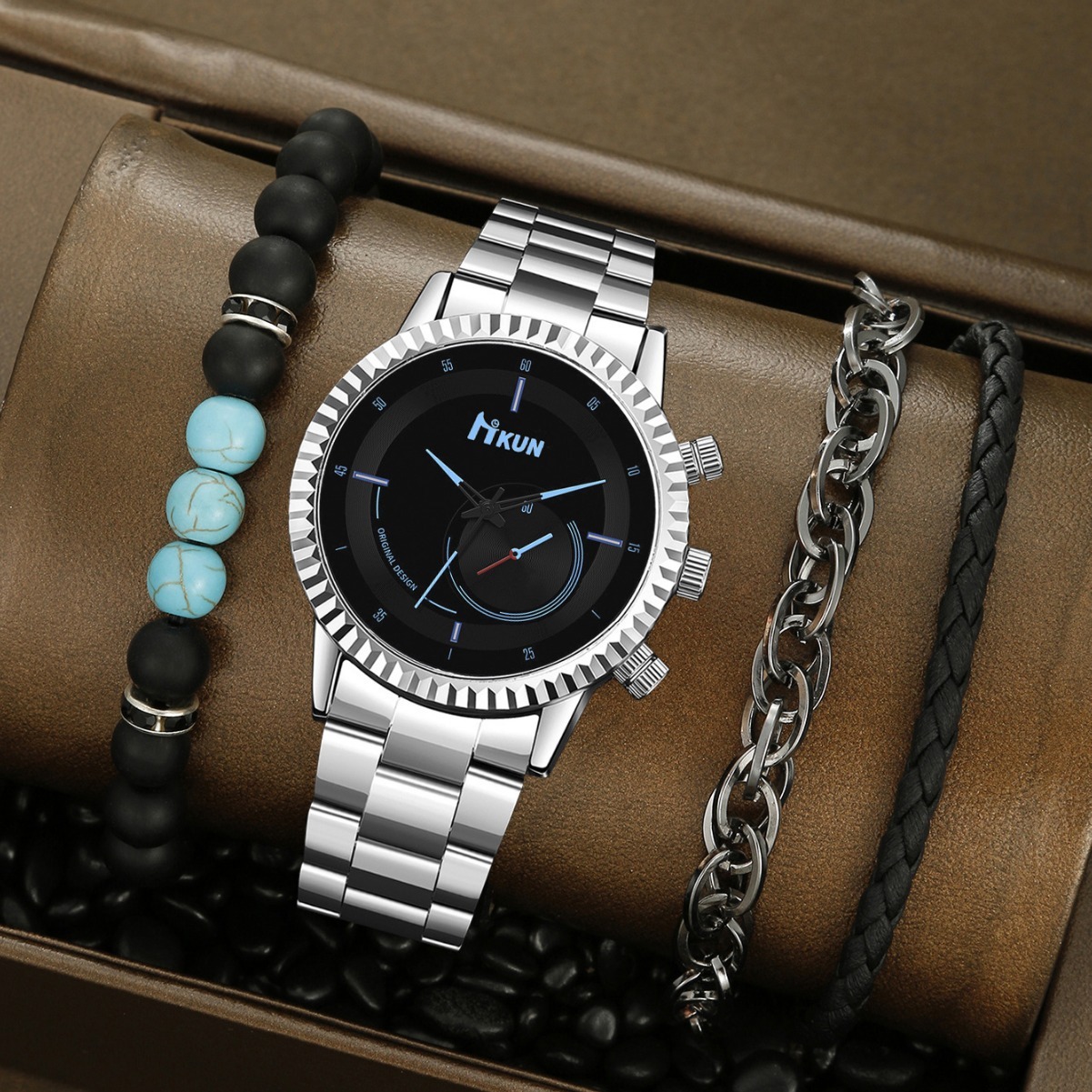 Men Wrist Watch Directly Supplied By The Manufacturer, quartz New Hot-Selling Men's Quartz With Gear Dial Steel Strap, Creative And Personalized 