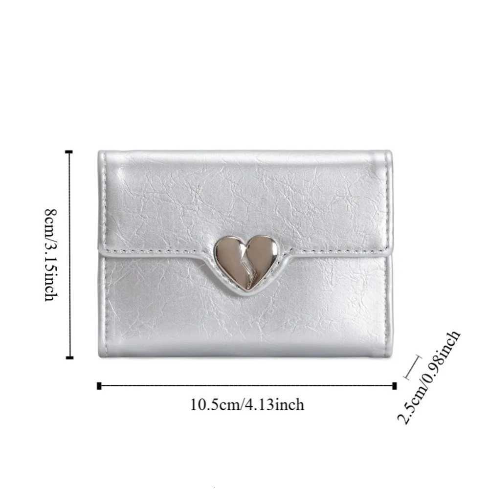 Korean Crack Heart Wallet Ins PU Leather Short Womens Leather Wallet Fold High Quality Student Purse Ladies H260707
