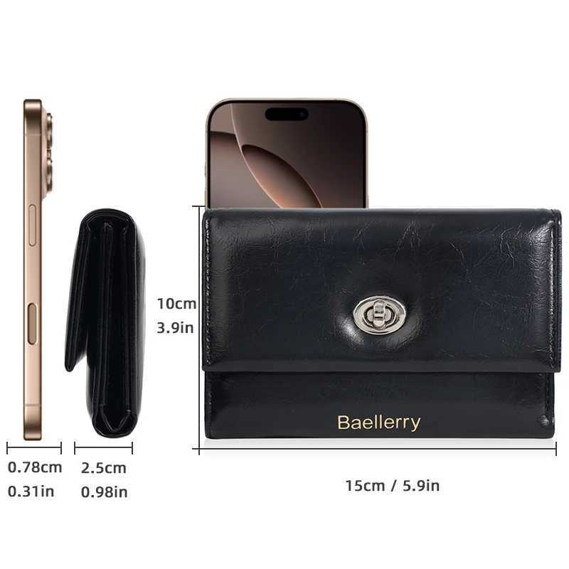 Fashion Womens Wallet 70 1Pcs-Baellerry off Model Pu Leather with Multiple Card Slots Zippered Coin Pocket and Id Window Snap Button Design for Everyd