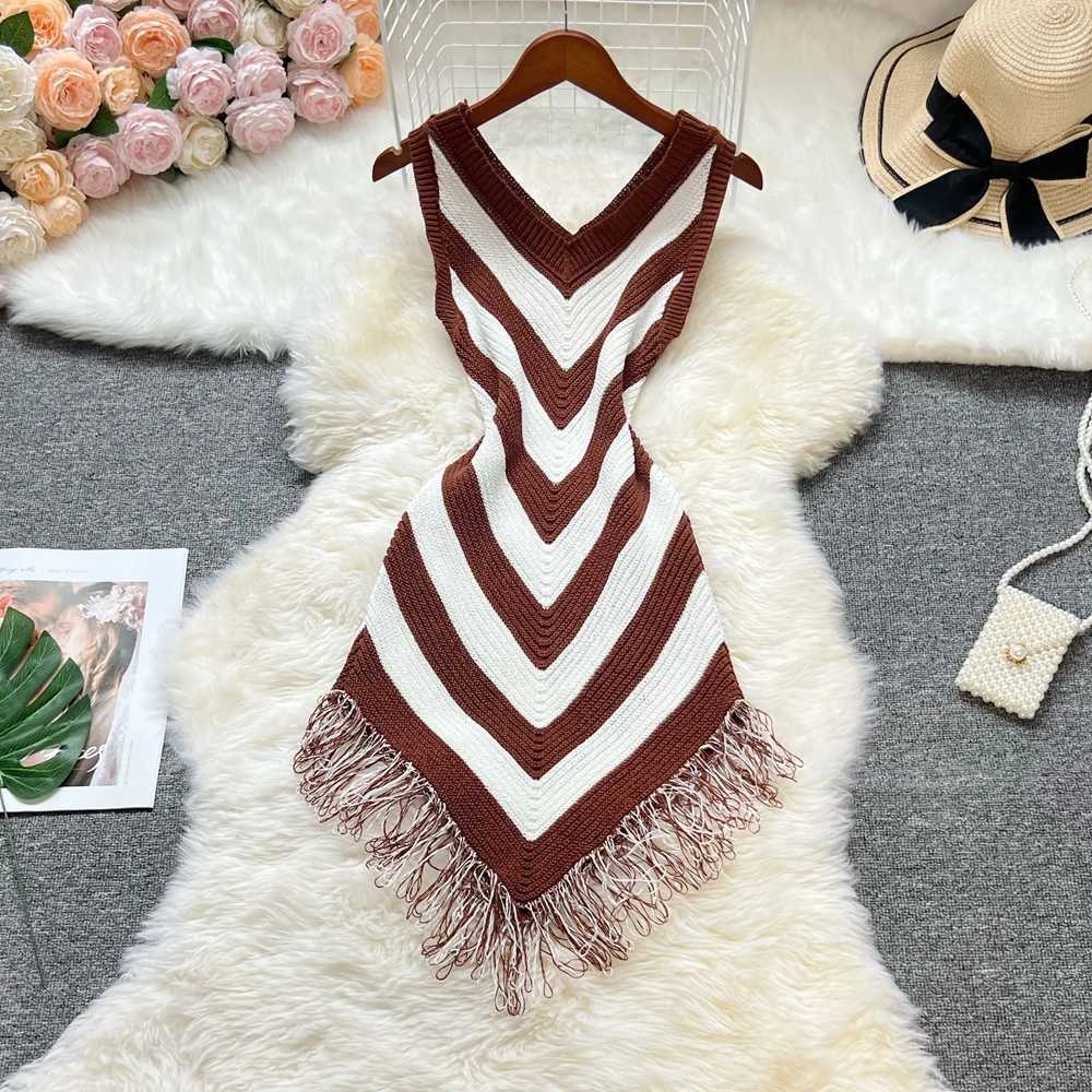 Summer YuooMuoo Woman Dress 2026 New Fashion Sexy Package Hips Sleeveless Irregular Party Dress Lady Tassels Beach Vestidos H260707
