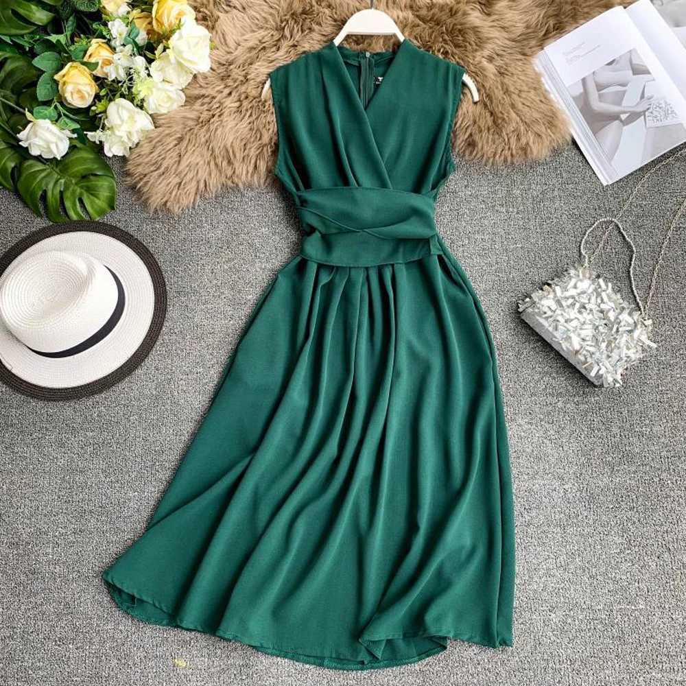 2025 Arrival YuooMuoo New Women Dress Elegant Sleeveless Sash Bandage Long Summer Dress Lady Aesthetic Party Vestidos H260707