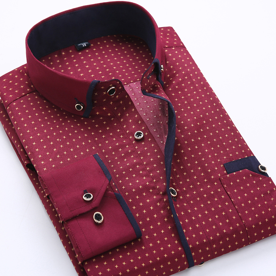 Designer Luxury Designer Business Formal Men's Fashion Printed Thin Casual Shirt Youth Long Sleeve Trendy Versatile Top Men - view 5