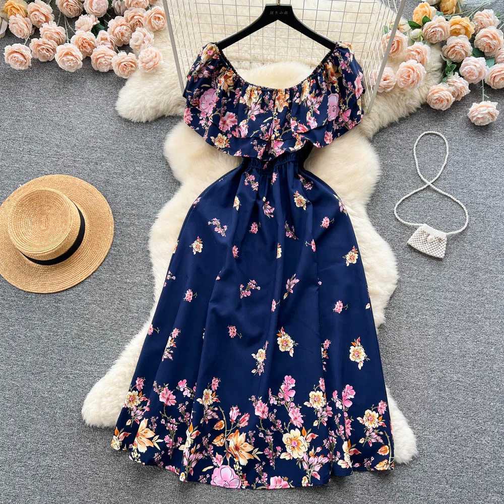2025 New Fashion Floral Robe YuooMuoo Print Long Dress Bohemian Women Summer Ruffle Maxi Sundress Elegant Party Vestidos H260707