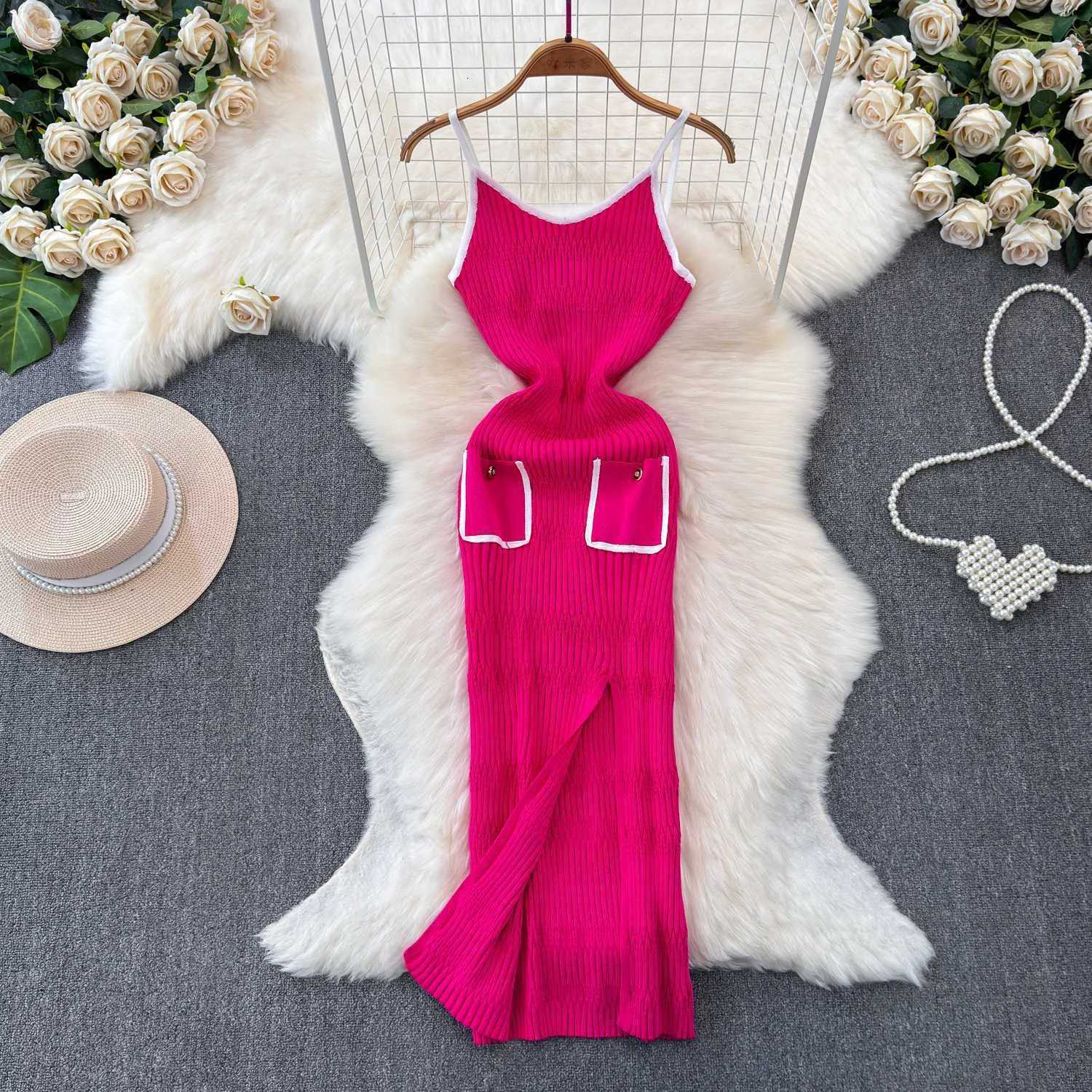 Arrival Dress 2025 New YuooMuoo Women Spaghetti Straps Split Long Summer Dress Streetwear Lady Knitted Bodycon Party Vestidos H260707