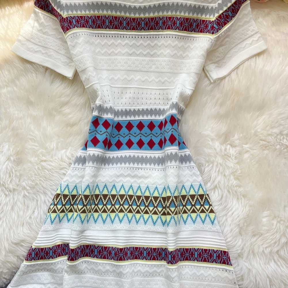 Vintage Knitted YuooMuoo Geometric Chic Fashion A-line Short Dress Women Elegant Y2K Summer Dress Streetwear Lady Outfit Vestido H260707