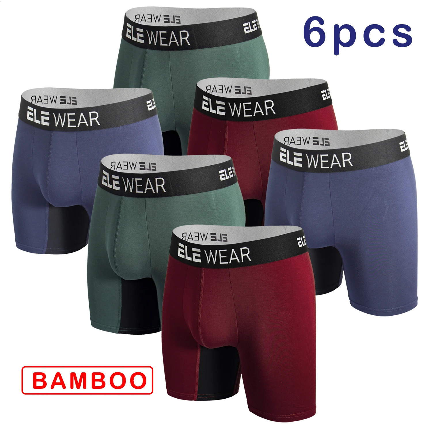 6 pcs Bamboo Men Underwear Boxers Breathable Mens Boxershorts Mens Panties Underpants Plus Size Fashion Boxers Briefs Trunks 260707